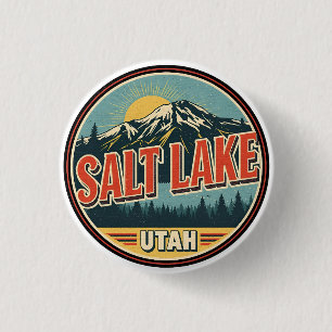 Vintage Salt Lake City Ski nature Utah skiing gift Button
