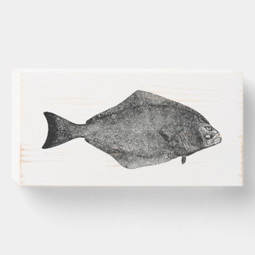 Vintage Saltwater Fish _ Pacific Halibut Wooden Box Sign