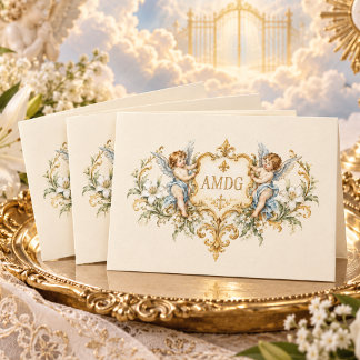 Vintage Salve Regina Marian Angels AMDG Catholic C Card