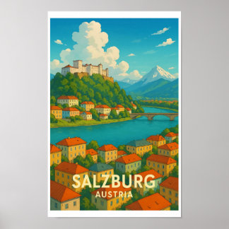 Vintage Salzburg Austria Travel Poster