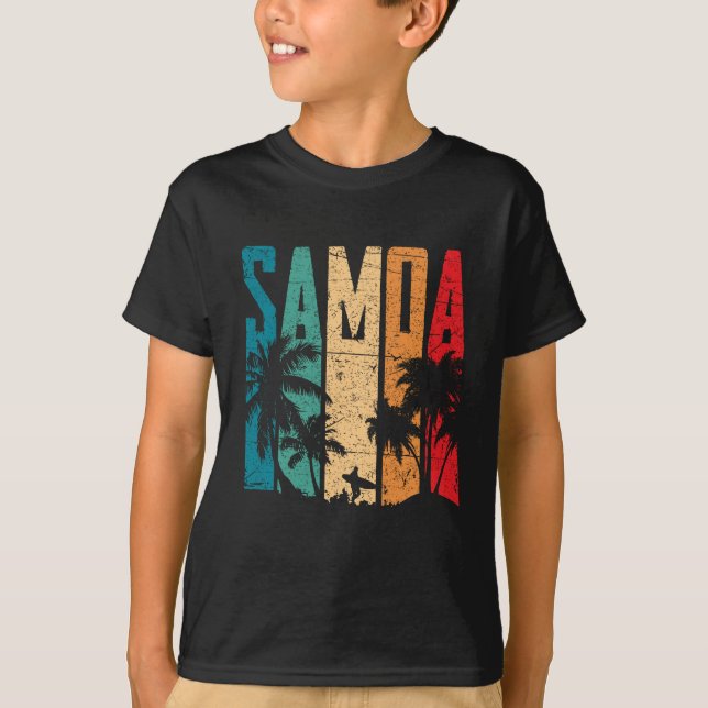 Vintage Samoa Beach Sunset Samoan T-Shirt (Front)