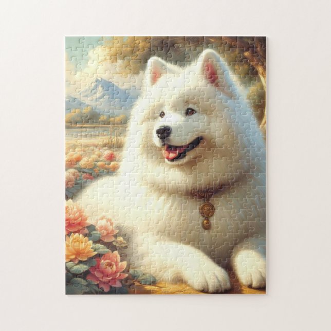 Vintage Samoyed Dog Painting Jigsaw Puzzle (Vertical)