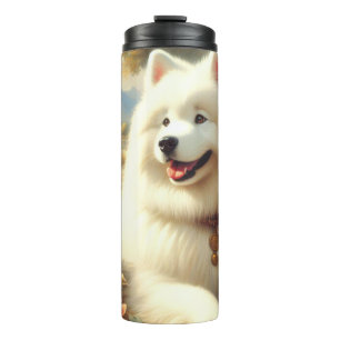 Vintage Samoyed Dog Painting Thermal Tumbler