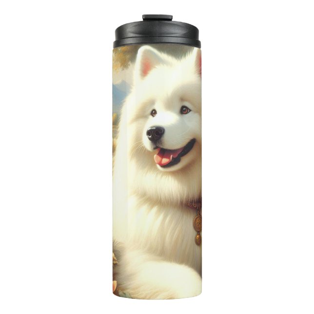 Vintage Samoyed Dog Painting Thermal Tumbler (Front)
