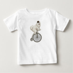 Vintage Samoyed on a Penny-Farthing Bicycle Baby T-Shirt