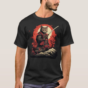 Vintage samurai Cat on Japanese ninja art Cat T-Shirt