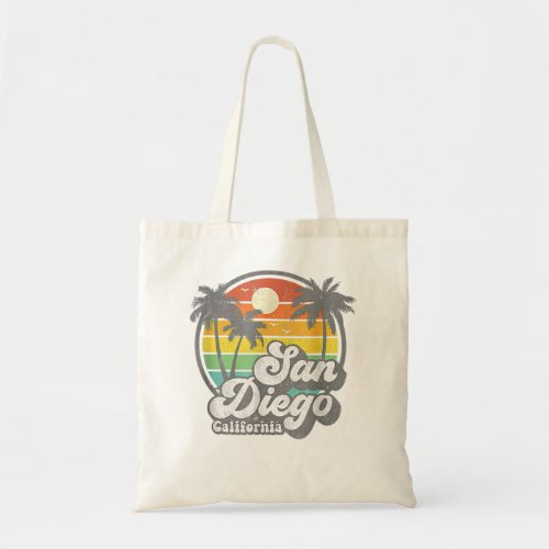 Vintage San Diego Beach California Surfing Retro S Tote Bag