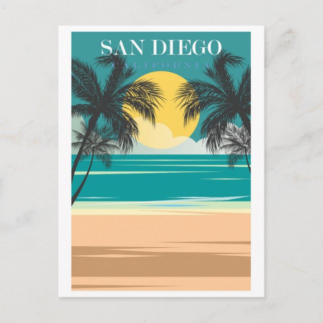 Vintage San Diego California Beach Ocean Travel Postcard (Front)