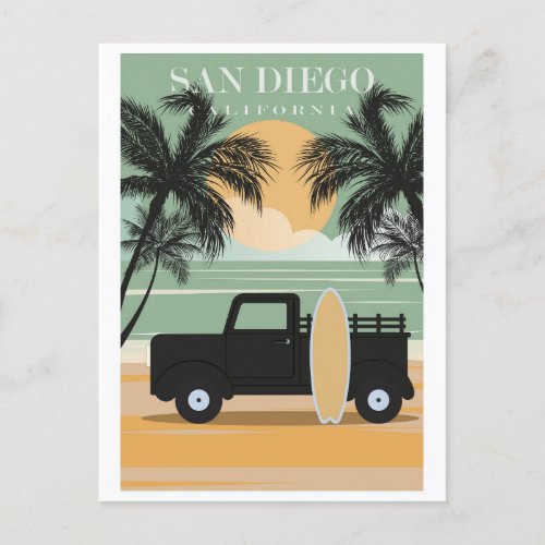 Vintage San Diego California Beach Travel Postcard