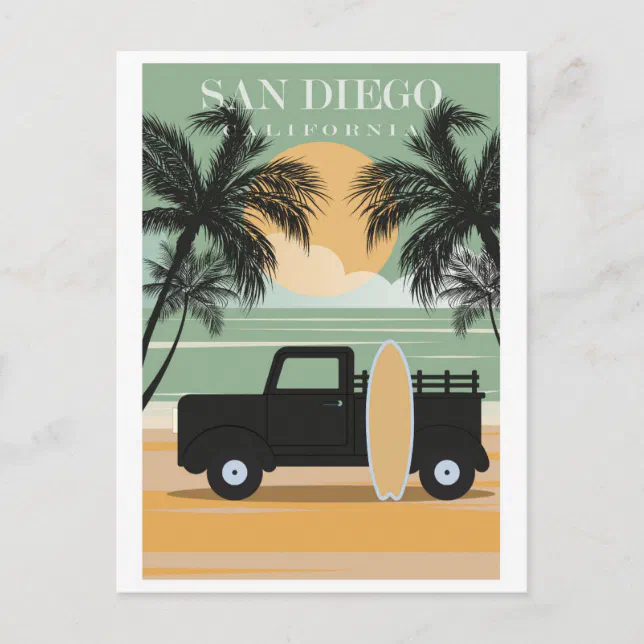 Vintage San Diego California Beach Travel Postcard | Zazzle