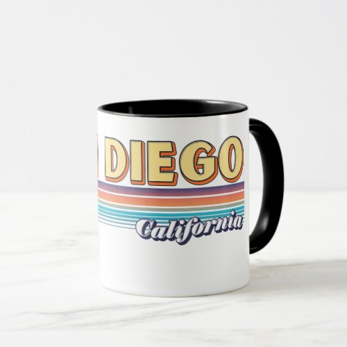 Vintage San Diego California Retro Sunset Stripes Mug