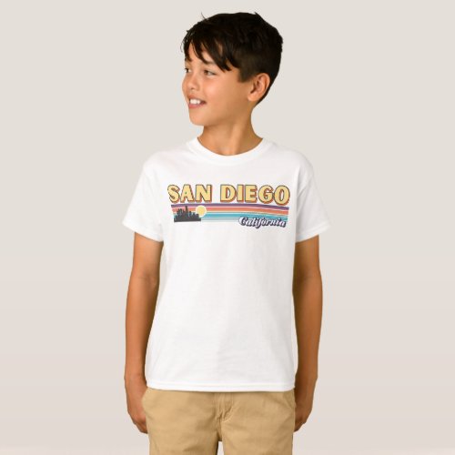 Vintage San Diego California Retro Sunset Stripes T_Shirt