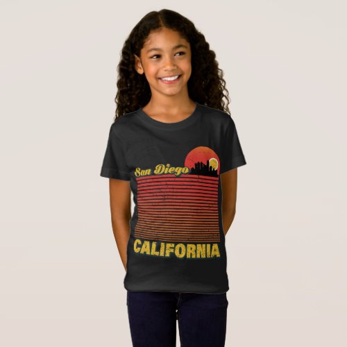 Vintage San Diego California Skyline Sunset T_Shirt