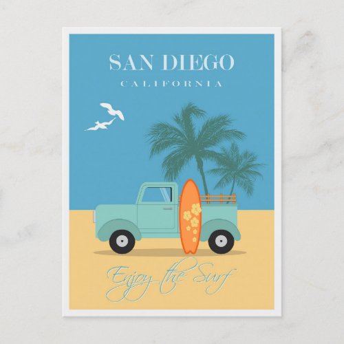 Vintage San Diego California Surf Beach Postcard