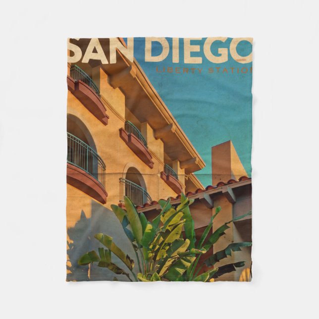 Vintage San Diego Fleece Blanket (Front)