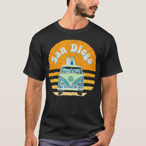 Vintage San Diego Hippie Van Beach Surfer T_Shirt