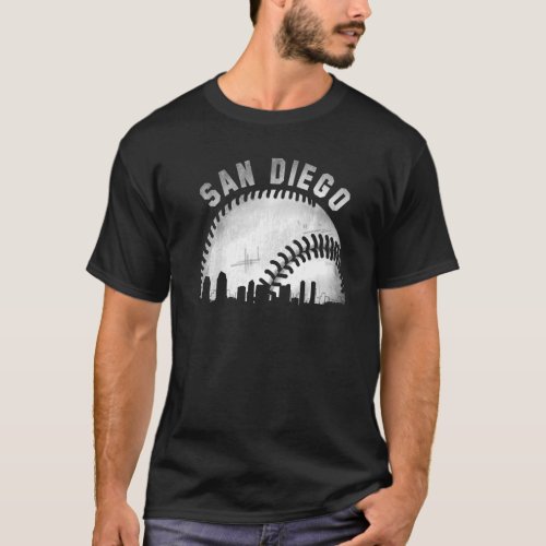 Vintage San Diego Skyline City Baseball   T_Shirt