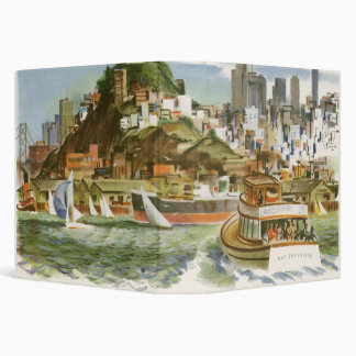 Vintage San Francisco Bay Travel Poster Ferryboat 3 Ring Binder
