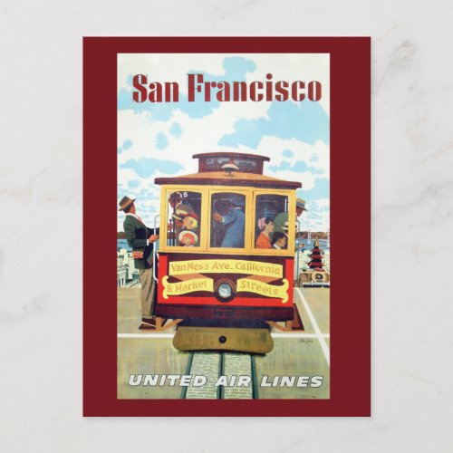 Vintage San Francisco Cable Car Travel Postcard