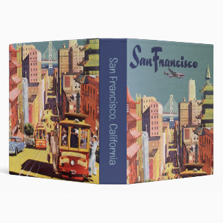 Vintage San Francisco Cable Cars Travel Poster Art 3 Ring Binder