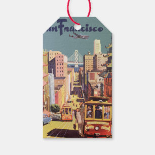 Vintage San Francisco Cable Cars Travel Poster Art Gift Tags