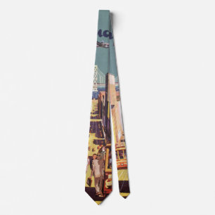 Vintage San Francisco Cable Cars Travel Poster Art Neck Tie