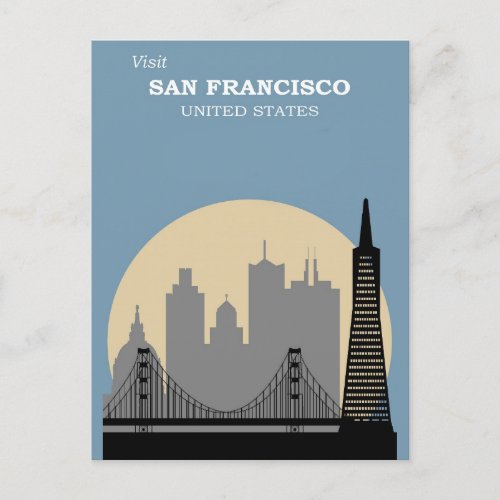 Vintage San Francisco California City Skyline Postcard