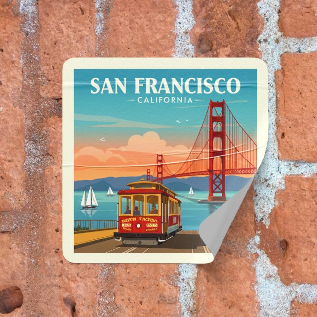 Vintage San Francisco California Square Sticker (Creator Uploaded)