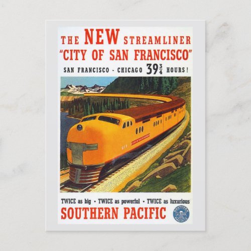 Vintage San Francisco Chicago Train Travel Postcard