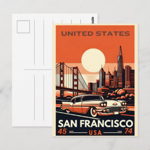 Vintage San Francisco classic car, Californiac gif Postcard