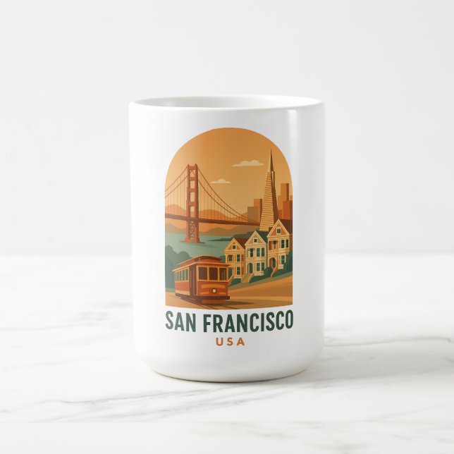 Vintage San Francisco Coffee Mug | Retro Golden  (Center)