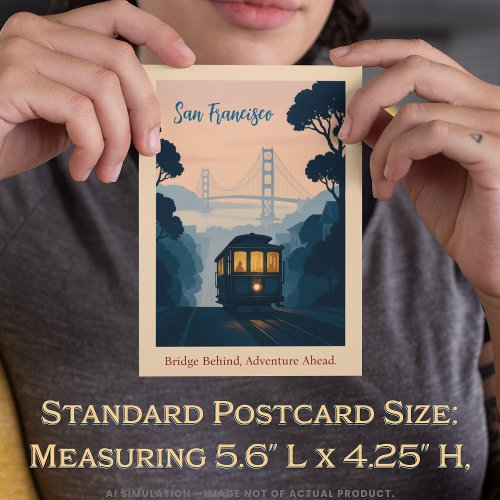 Vintage San Francisco GGB, Cable Car Scenic Travel Postcard