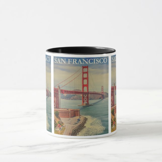 Vintage San Francisco: Golden Gate Bridge Travel Mug (Center)