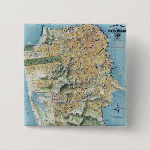 Vintage San Francisco Map Button