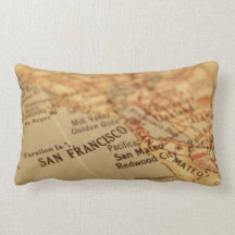 Vintage San Francisco Map Lumbar Pillow