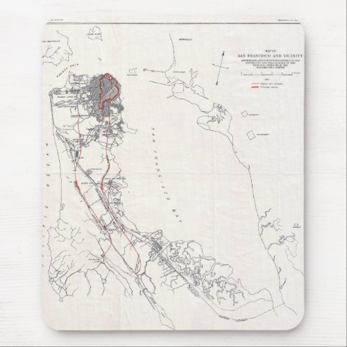 Vintage San Francisco Peninsula Earthquake Map Mouse Pad