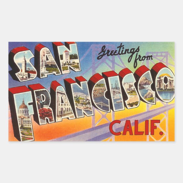 Vintage San Francisco Rectangular Sticker (Front)