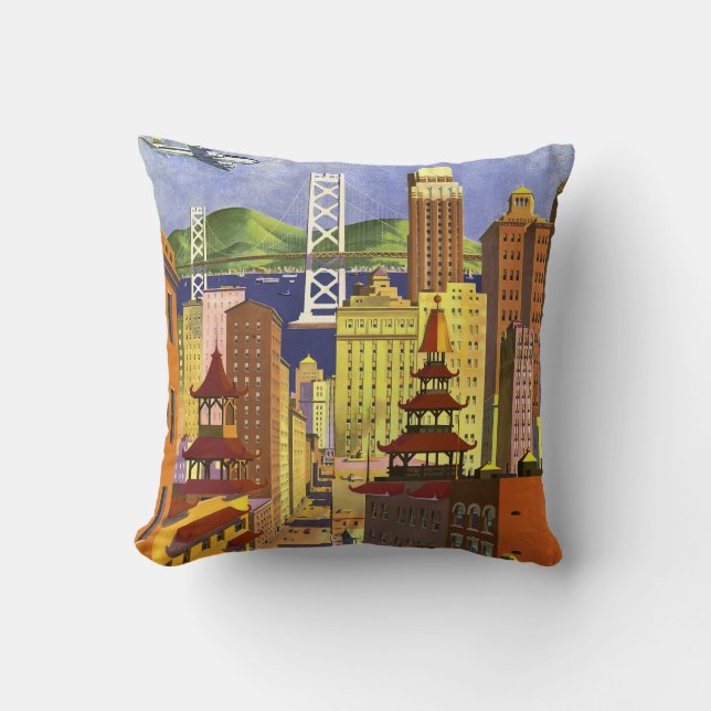 Vintage San Francisco Throw Pillow (Front)
