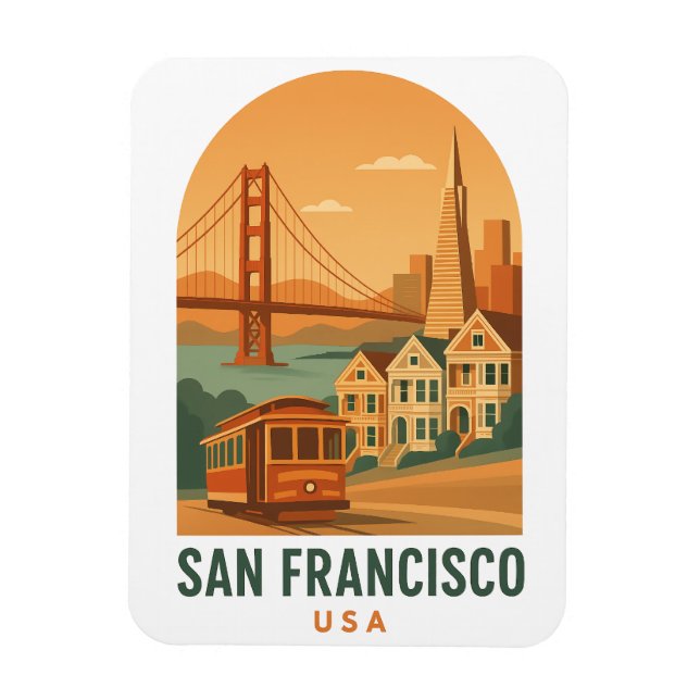 Vintage San Francisco Travel Magnet | Golden Gate  (Vertical)