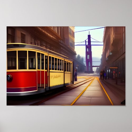 Vintage San Francisco Trolley Digital Art Poster