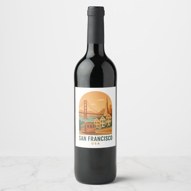 Vintage San Francisco Wine Label | Retro Travel (Front)