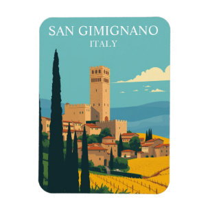 Vintage San Gimignano Italy Medieval Travel Magnet