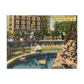 Vintage San Jacinto Plaza, El Paso, Texas Postcard