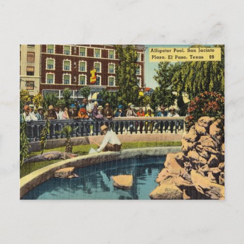Vintage San Jacinto Plaza El Paso Texas Postcard