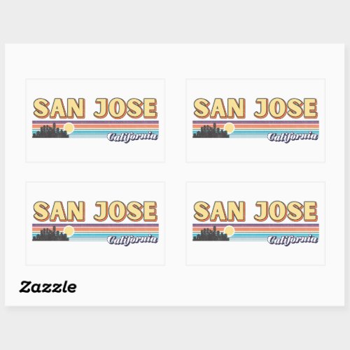 Vintage San Jose California Retro Sunset Stripe Rectangular Sticker