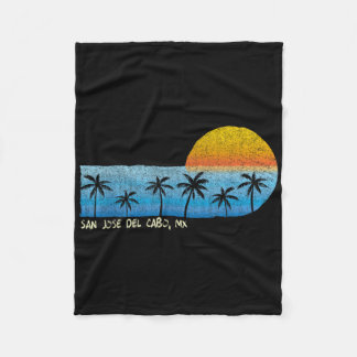 Vintage San Jose Del Cabo, Mx Palm Trees & Sun Fleece Blanket