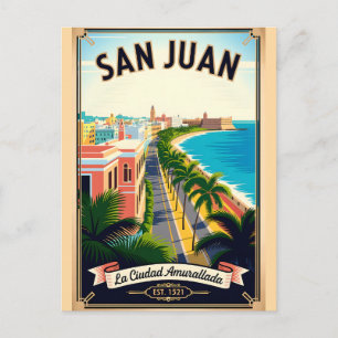 Vintage San Juan Puerto Rico Retro Travel Postcard