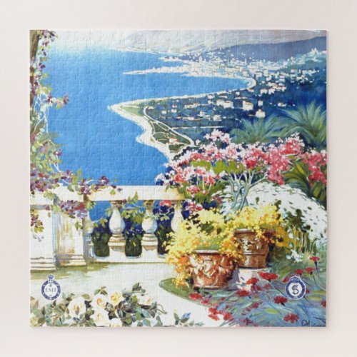 Vintage San Remo Italy Europe Travel Illustration Jigsaw Puzzle