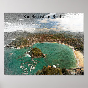 Vintage San Sebastian Spain Travel Poster
