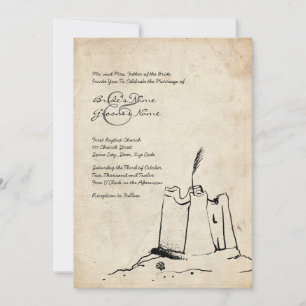 Vintage Sand Castle Wedding Invitation